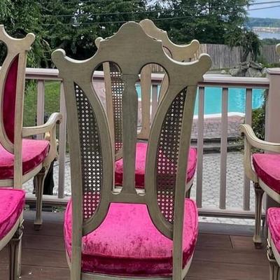 Six Victorian Style Burgundy Red Dinning Chairs