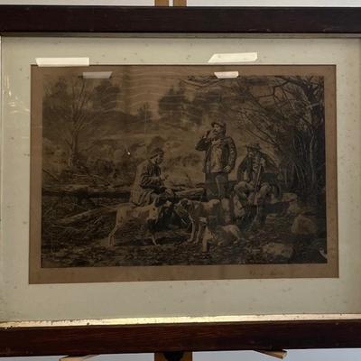 John Martin Tracy (1844-1893) Lithograph "Dog Talk"