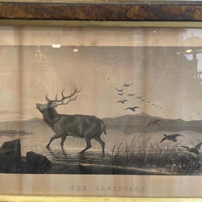 Original Henry Landseer 1800s "Sanctuary" Lithograph Print