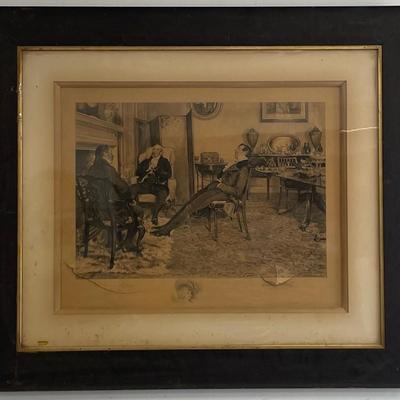 Antique Original Lithograph "After Dinning Rest Awhile" by Walter Dendy Sadler