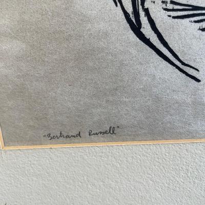 Artist Signed Bertrand Russell (1872-1970) Lithograph Face Portrait A British Philosopher