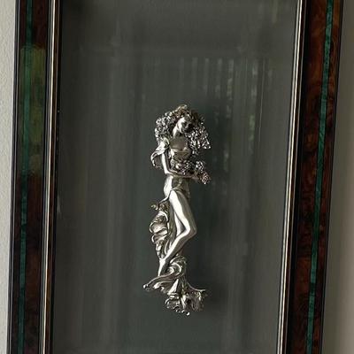 Beautiful Auturno Wood Mounted Silver Risque Woman