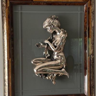 Beautiful Wood Mounted Inverno Silver Risque Woman