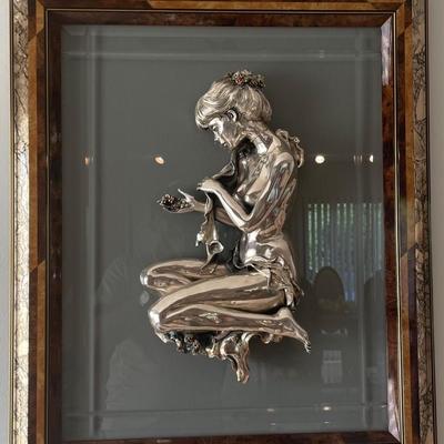 Beautiful Wood Mounted Inverno Silver Risque Woman