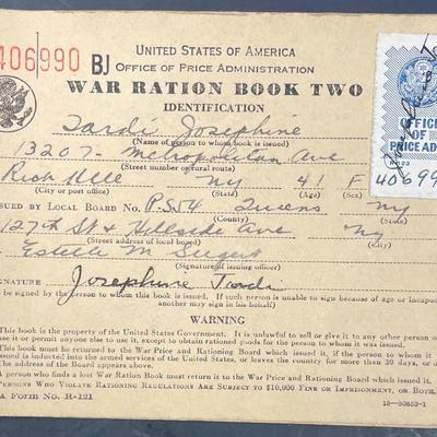 WWII War Ration Book w/ Stamp