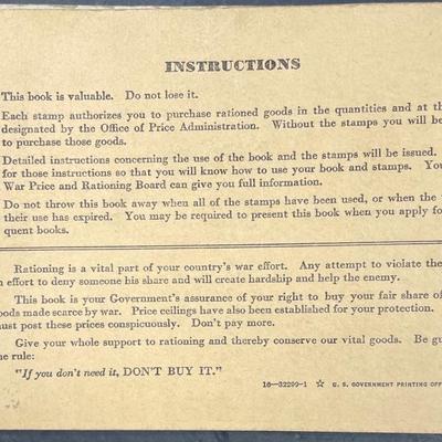 WWII War Ration Book w/ Stamp