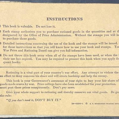 WWII War Ration Book w/ Stamp