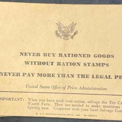 WWII War Ration Book w/ Stamp