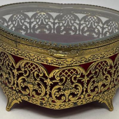 Vintage Gilt Coated Jewelry Box