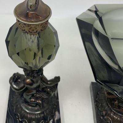 Vintage Cherub Ashtray and Lighter