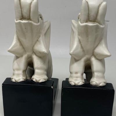 Twin Elephant Ceramic Book Ends