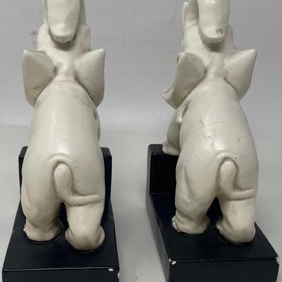 Twin Elephant Ceramic Book Ends