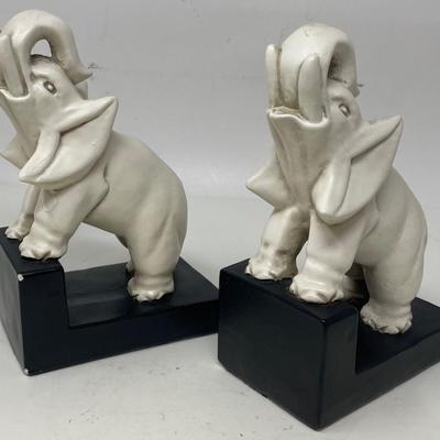 Twin Elephant Ceramic Book Ends