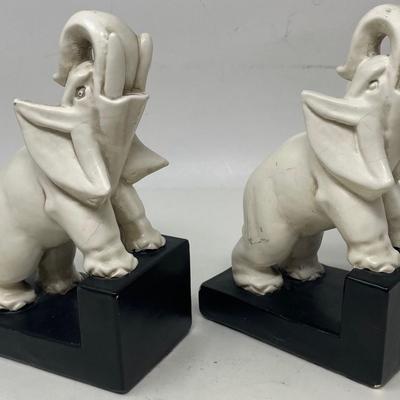 Twin Elephant Ceramic Book Ends