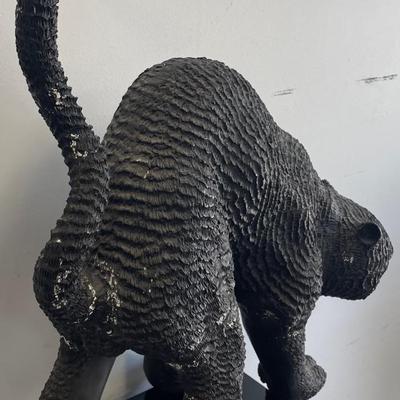 Bronze Sitting Panther Sculpture w/ a Textured Finish