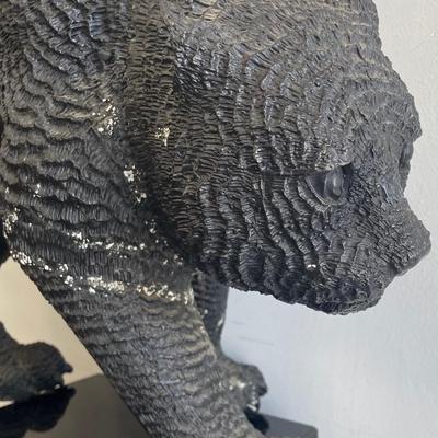 Bronze Sitting Panther Sculpture w/ a Textured Finish