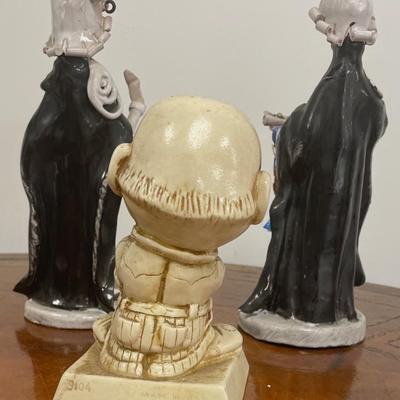 "Bald is Beautiful" Figurine + Two Poli Cesare Figurines