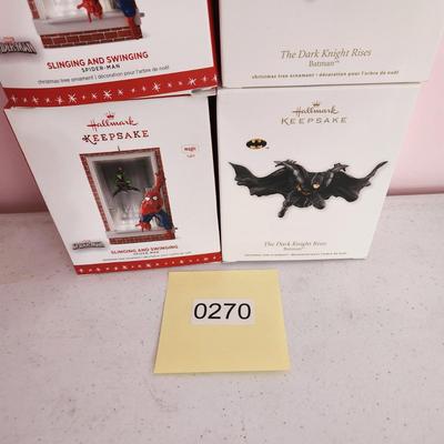 Lot of 4 Hallmark Keepsake Christmas Tree ornaments Superman Spiderman Batman