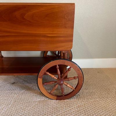 CHERRY WOOD DROP LEAF TEA CART