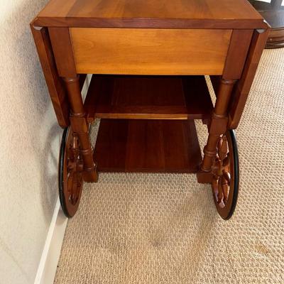 CHERRY WOOD DROP LEAF TEA CART