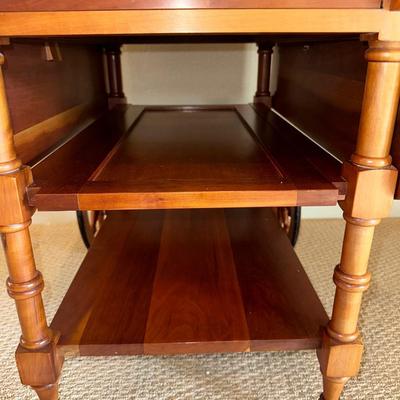 CHERRY WOOD DROP LEAF TEA CART