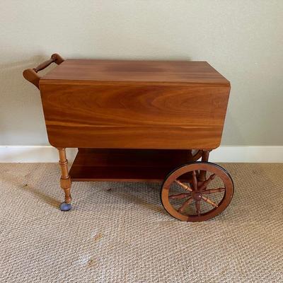 CHERRY WOOD DROP LEAF TEA CART
