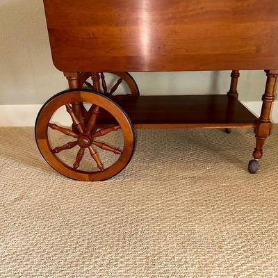 CHERRY WOOD DROP LEAF TEA CART