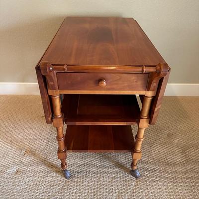 CHERRY WOOD DROP LEAF TEA CART