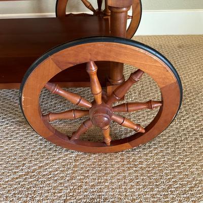 CHERRY WOOD DROP LEAF TEA CART