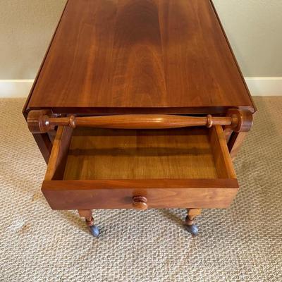 CHERRY WOOD DROP LEAF TEA CART