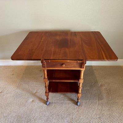 CHERRY WOOD DROP LEAF TEA CART