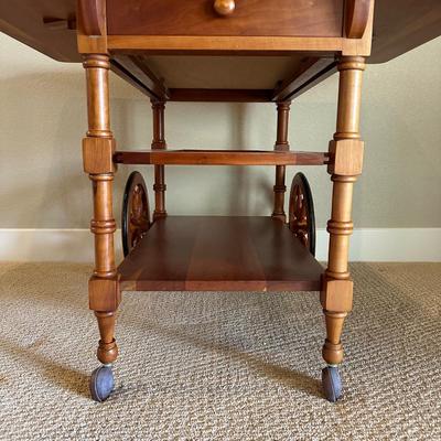 CHERRY WOOD DROP LEAF TEA CART