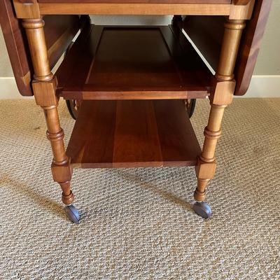 CHERRY WOOD DROP LEAF TEA CART