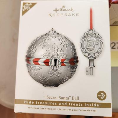 Lot of 3 Hallmark Keepsake Christmas Tree ornaments Secret Santa Ball