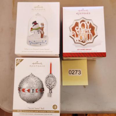 Lot of 3 Hallmark Keepsake Christmas Tree ornaments Secret Santa Ball