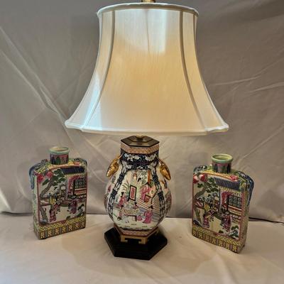 Asian Inspired Ceramic Vases & Lamp (O-MK)
