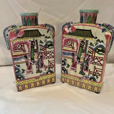 Asian Inspired Ceramic Vases & Lamp (O-MK)
