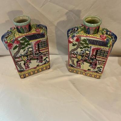 Asian Inspired Ceramic Vases & Lamp (O-MK)