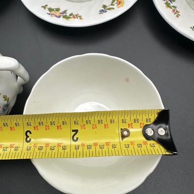 Vintage AYNSLEY - Cottage Garden, Bone China Demitasse Cups, Saucers, Creamer & Sugar