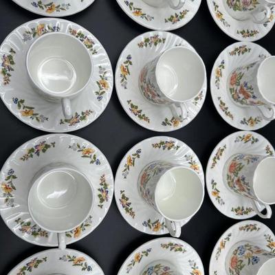 Vintage AYNSLEY - Cottage Garden, Bone China Demitasse Cups, Saucers, Creamer & Sugar
