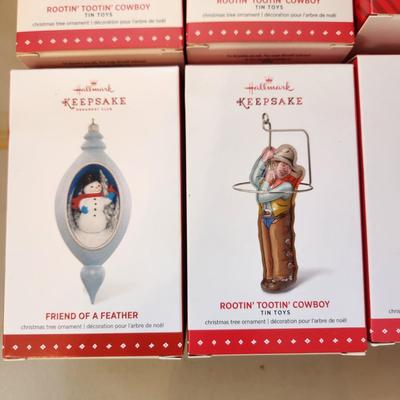 Lot of 10 Hallmark Keepsake Christmas Tree ornaments Tin Toys Tweet Treat