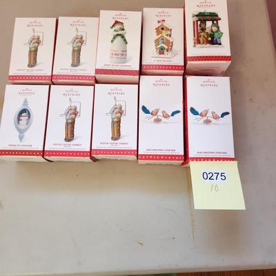 Lot of 10 Hallmark Keepsake Christmas Tree ornaments Tin Toys Tweet Treat