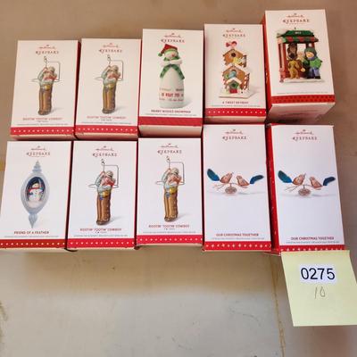 Lot of 10 Hallmark Keepsake Christmas Tree ornaments Tin Toys Tweet Treat