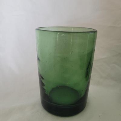 Set of Ten Small Green Drinking Glasses (K-CE)