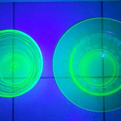 Two Uranium Glass Bowls (K-CE)
