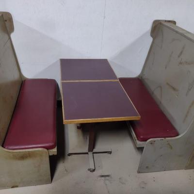 Three Sets of Solid Wood Restaurant Seating Benches with Padded Seats includes Either a Two or Single Table Set.