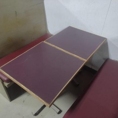 Three Sets of Solid Wood Restaurant Seating Benches with Padded Seats includes Either a Two or Single Table Set.