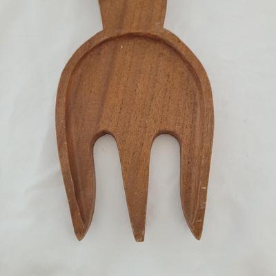 Aztec Style Carved Oversize Wooden Spoon and Fork (K-CE)