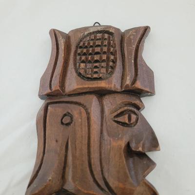 Aztec Style Carved Oversize Wooden Spoon and Fork (K-CE)