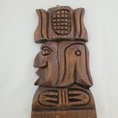 Aztec Style Carved Oversize Wooden Spoon and Fork (K-CE)